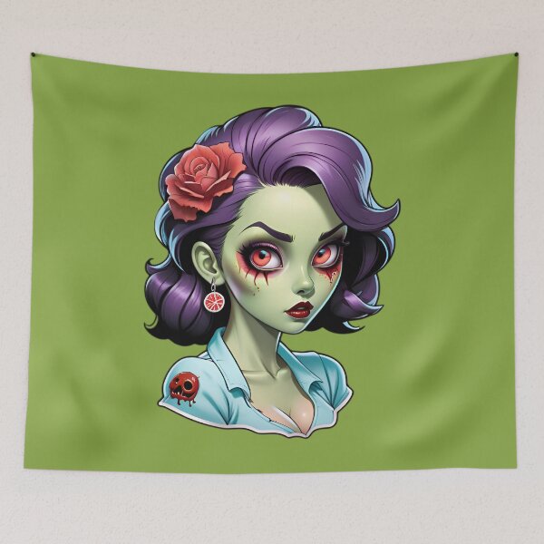Aperçu de l'œuvre Cute Vintage Anime Zombie Pinup Girl créée et vendue par TheArtOfPat.