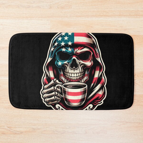 Item preview, USA American Flag Patriotic Skull Caffeinated Coffee American 4th of July Cup of Coffee Skull Face Coffee Lover designed and sold by CarantinedChaos.