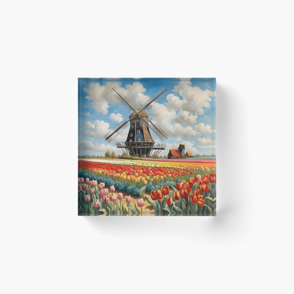 Item preview, Windmill and Tulips designed and sold by DiscoGypsyFish.