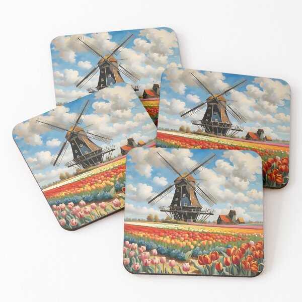 Item preview, Windmill and Tulips designed and sold by DiscoGypsyFish.