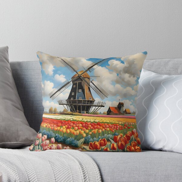Item preview, Windmill and Tulips designed and sold by DiscoGypsyFish.