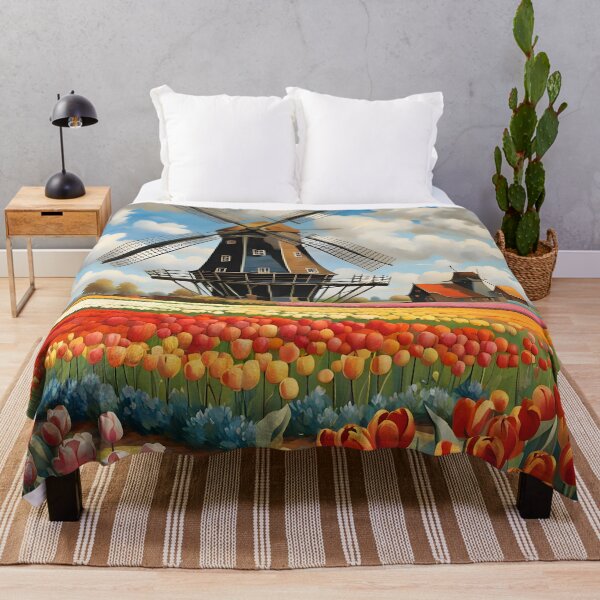 Item preview, Windmill and Tulips designed and sold by DiscoGypsyFish.