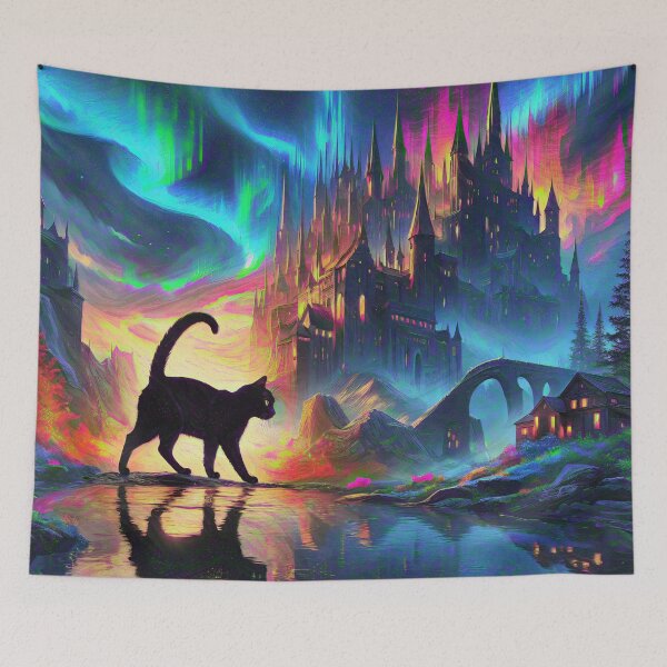 Item preview, Stylised castle and cat. DeepDream designed and sold by blackhalt.