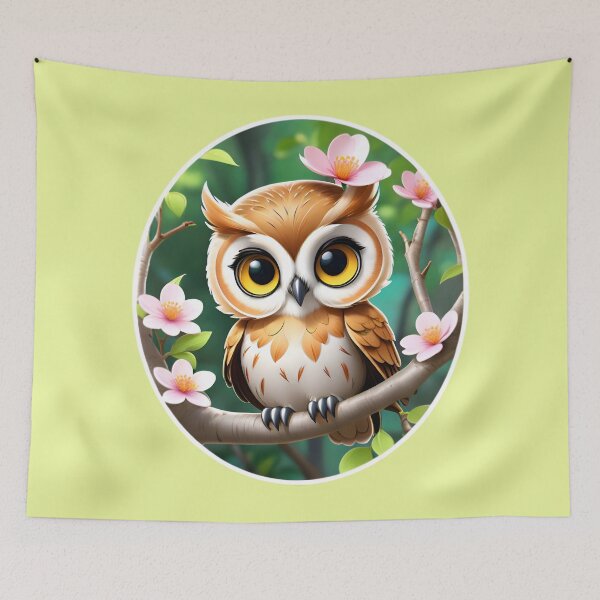 Artikelvorschau, Cute Owl In A Flower Tree entworfen und verkauft von TheArtOfPat.