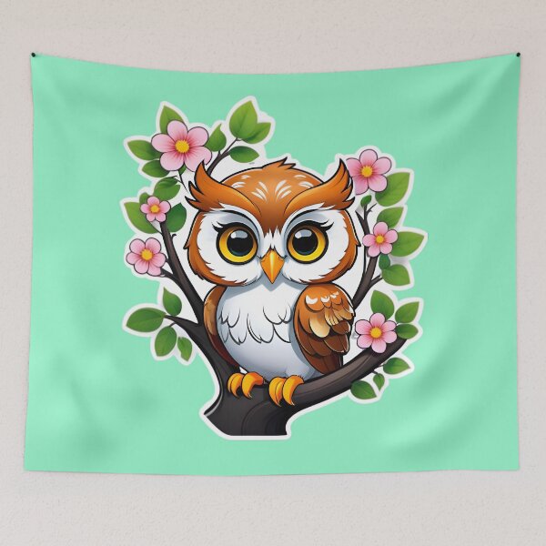 Artikelvorschau, Cute Owl In A Flower Tree entworfen und verkauft von TheArtOfPat.