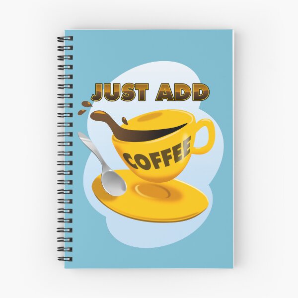 Artikelvorschau, JUST COFFEE HINZUFÜGEN – Kaffee in gelber Tasse und Untertasse mit Text entworfen und verkauft von Vanessa Bentley.