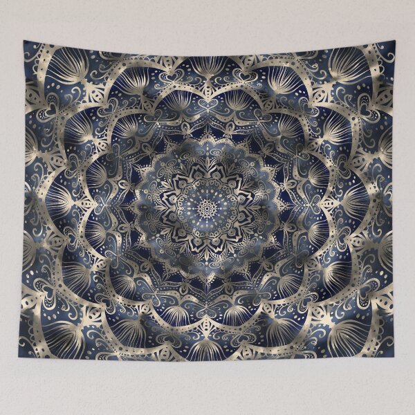 Item preview, Silverstar Mandalaflower on navy blue jeans designed and sold by pearlposition.