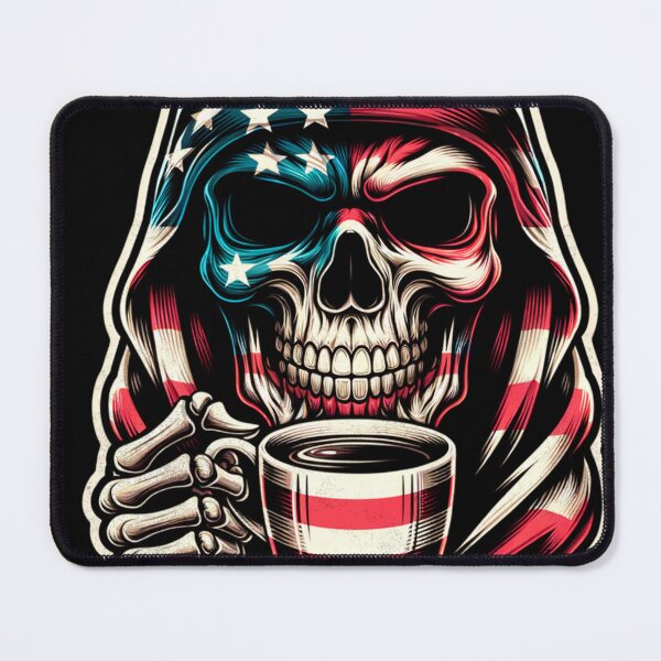Item preview, USA American Flag Patriotic Skull Caffeinated Coffee American 4th of July Cup of Coffee Skull Face Coffee Lover designed and sold by CarantinedChaos.