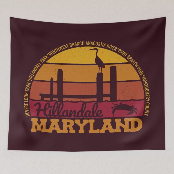 Item preview, Logotipo del orgullo local vintage retro del atardecer de Maryland de Hillandale designed and sold by CRHPOD20.