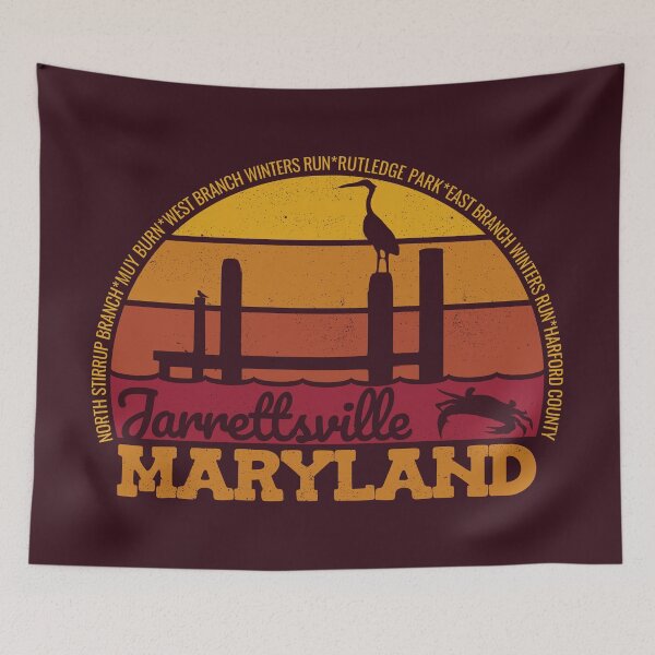 Item preview, Logotipo del orgullo local vintage retro del atardecer de Jarretsville Maryland designed and sold by CRHPOD20.