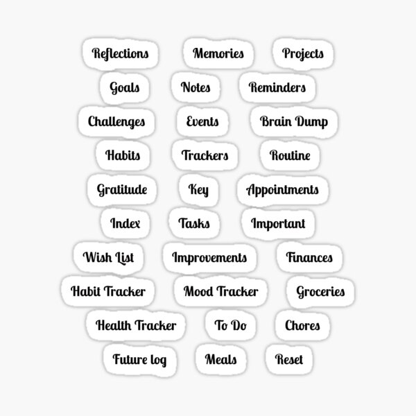 Item preview, 30 Keywords Black Cursive Bullet Journal Pack designed and sold by QueenTheBean.