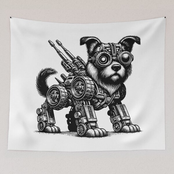 Item preview, Steampunk Cyber Pup: A Futuristic Twist for Redbubble designed and sold by LATINOERRANTES.