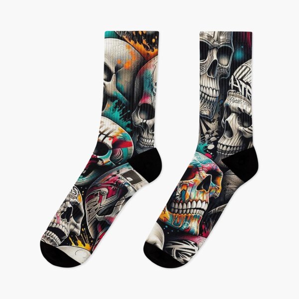 Item preview, Graffiti Skulls Pattern Print designed and sold by PinUpPizzazz.