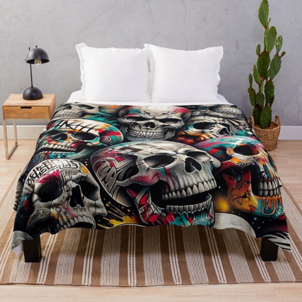 Item preview, Graffiti Skulls Pattern Print designed and sold by PinUpPizzazz.