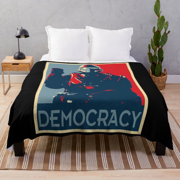 Item preview, For democracy futuristic soldier in vintage propaganda style designed and sold by ChaosEdits.