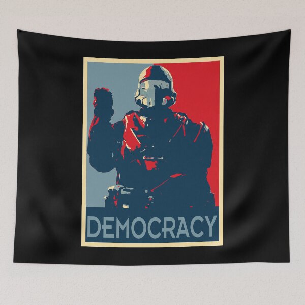 Item preview, For democracy futuristic soldier in vintage propaganda style designed and sold by ChaosEdits.