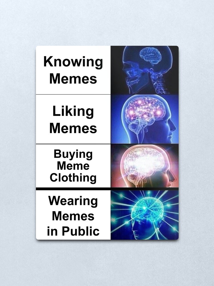 Alternate view of Expanding Brain - Wearing Memes in Public Metal Print