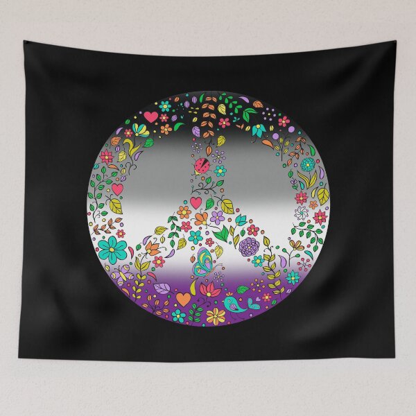 Item preview, Hippie Vibes Asexual Pride Flag Peace Sign, Subtle Asexual Pride Design designed and sold by Travelslightly.
