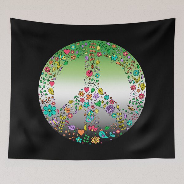 Item preview, Hippie Vibes Aromantic Pride Flag Peace Sign, Subtle Aromantic Pride Design designed and sold by Travelslightly.