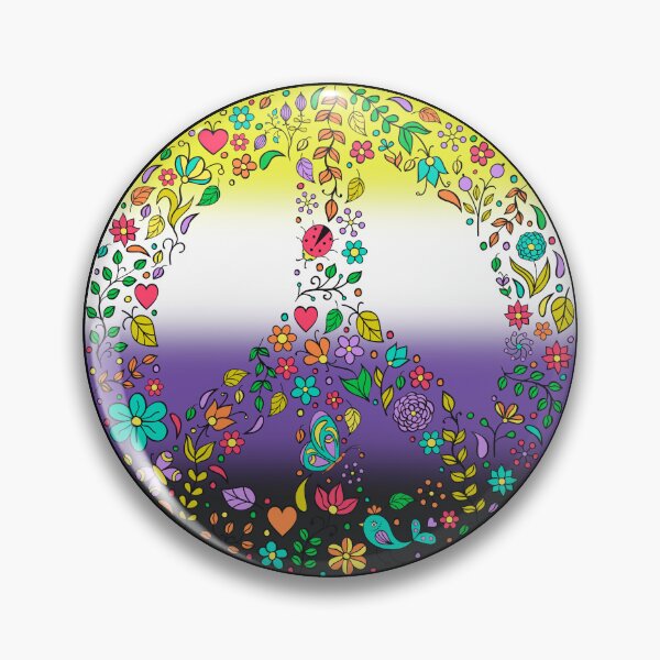 Item preview, Hippie Vibes Nonbinary Pride Flag Peace Sign, Subtle Enby Pride Design designed and sold by Travelslightly.
