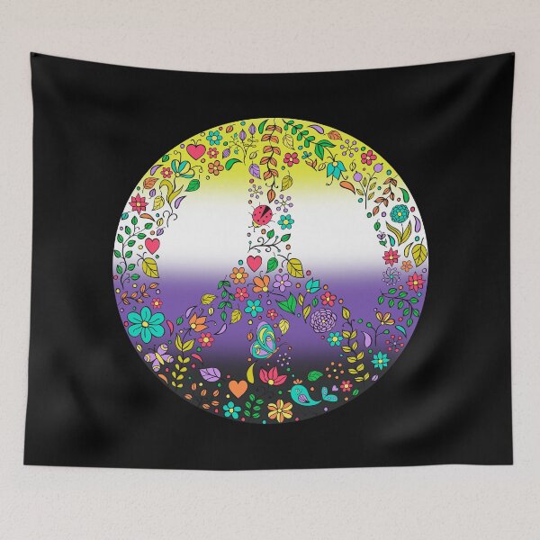 Item preview, Hippie Vibes Nonbinary Pride Flag Peace Sign, Subtle Enby Pride Design designed and sold by Travelslightly.