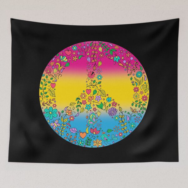Item preview, Hippie Vibes Pansexual Pride Flag Peace Sign, Subtle Pan Pride Design designed and sold by Travelslightly.