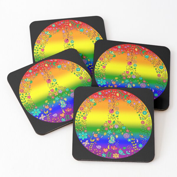 Item preview, Hippie Vibes LGBTQIA+ Pride Flag Peace Sign, Subtle Rainbow Pride Design designed and sold by Travelslightly.