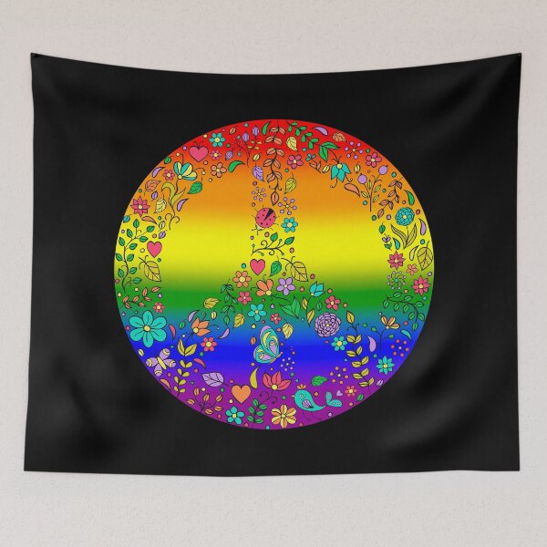 Item preview, Hippie Vibes LGBTQIA+ Pride Flag Peace Sign, Subtle Rainbow Pride Design designed and sold by Travelslightly.