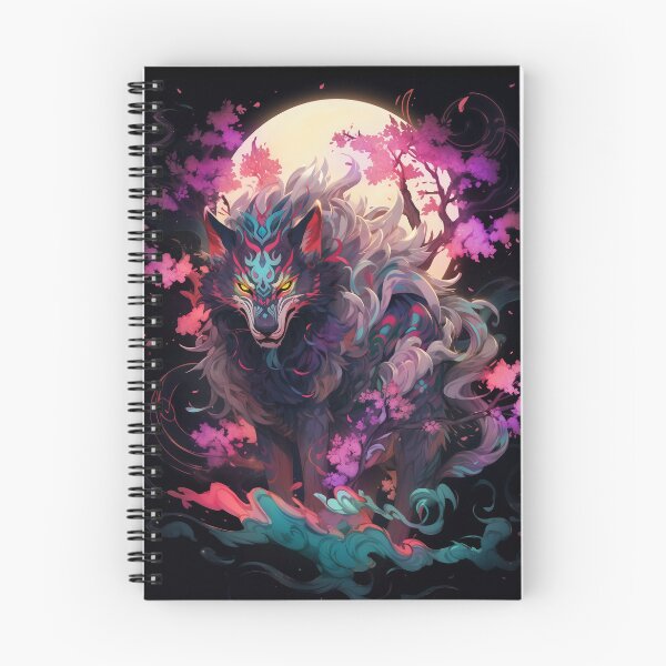 Item preview, Anime Style Wolf with the Moon and Sakura Cherry Blossoms designed and sold by FromJapan.