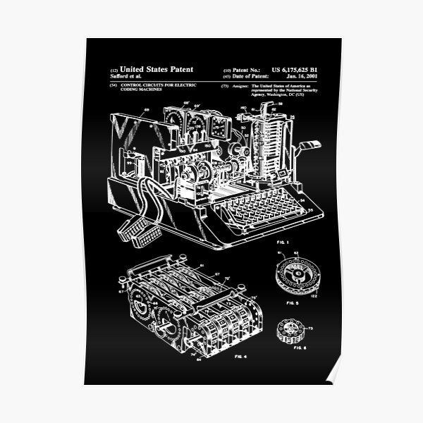 Enigma Machine Patent White Poster