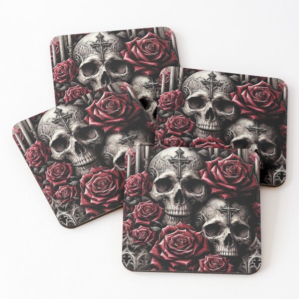 Item preview, Skulls and Roses Pattern Print designed and sold by PinUpPizzazz.