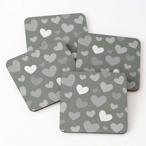 Item preview, Greyscale & artichoke Green Hearts designed and sold by AllyDesignNZ.