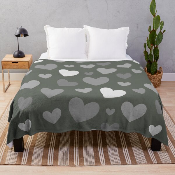 Item preview, Greyscale & artichoke Green Hearts designed and sold by AllyDesignNZ.