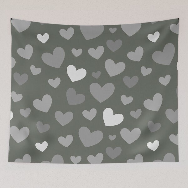 Item preview, Greyscale & artichoke Green Hearts designed and sold by AllyDesignNZ.