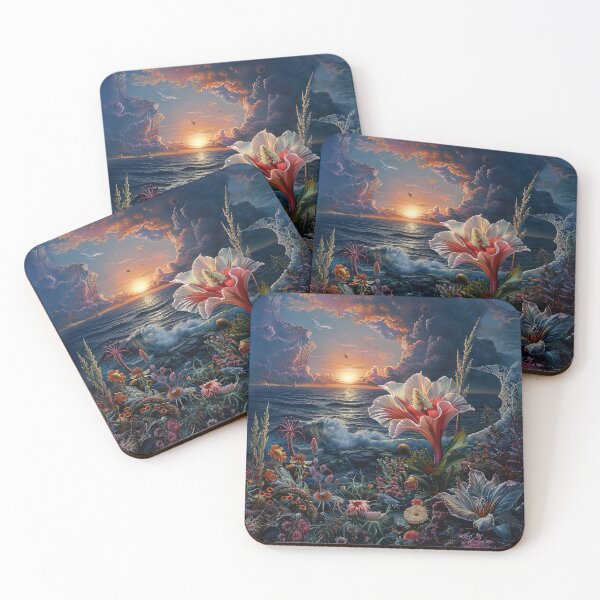 Item preview, Flowers sunset by the sea designed and sold by FlowersColorful.