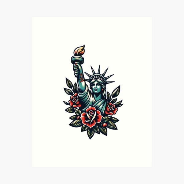 Artikel-Vorschau von Freiheitsstatue mit Rosen, designt und verkauft von vintageknew.