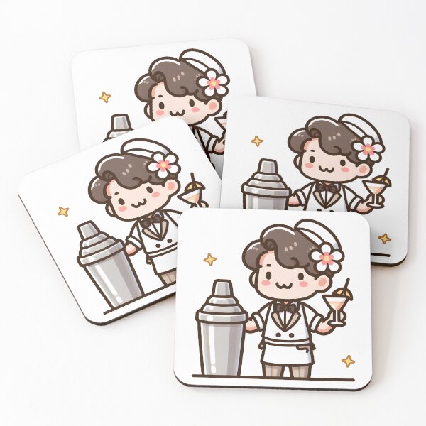 Item preview, Kawaii Bartender With A Flower In The Hair designed and sold by CanvasCutie.