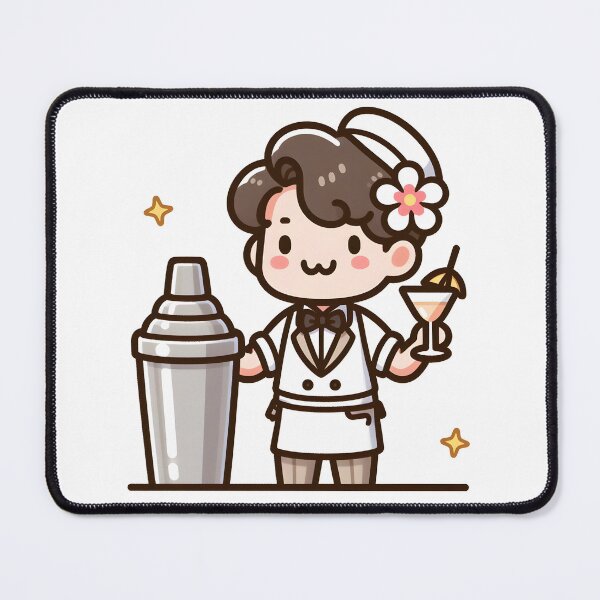 Item preview, Kawaii Bartender With A Flower In The Hair designed and sold by CanvasCutie.