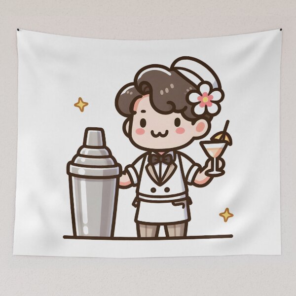 Item preview, Kawaii Bartender With A Flower In The Hair designed and sold by CanvasCutie.