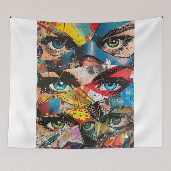 Item preview, Superhero Vision - Modern Pop Art Collage Print designed and sold by 33wolvesdesigns.