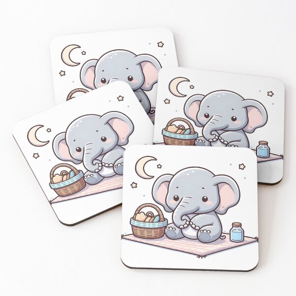 Item preview, Kawaii Elephant: Picnic Basket And Blanket designed and sold by CanvasCutie.
