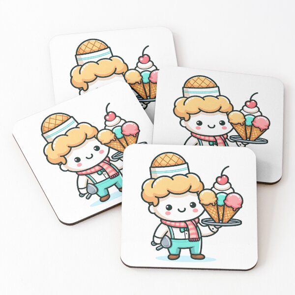 Item preview, Kawaii Waiter With An Ice Cream designed and sold by CanvasCutie.