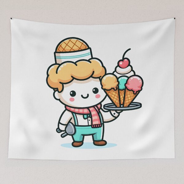 Item preview, Kawaii Waiter With An Ice Cream designed and sold by CanvasCutie.