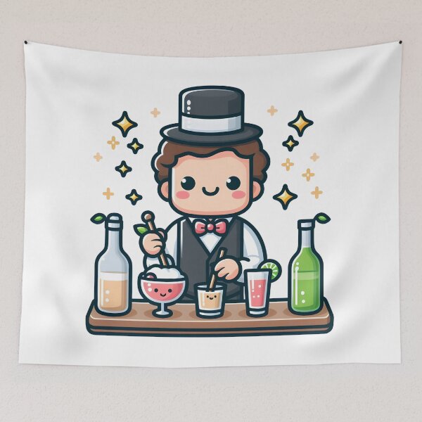 Item preview, Kawaii Bartender With A Top Hat designed and sold by CanvasCutie.