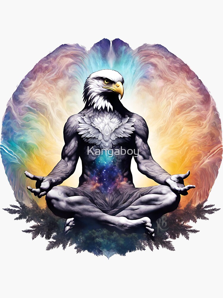 Thumbnail 3 of 3, Sticker, Eagle Spirit Animal Shaman Guide designed and sold by Kangaboy.