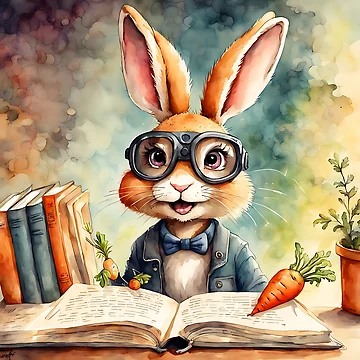 Artwork thumbnail, Rabbit In Book Library  by Dilendor