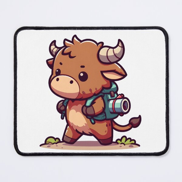 Item preview, Kawaii Curious Minotaur With Backpack designed and sold by CanvasCutie.
