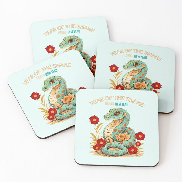 Item preview,  Cyan,red ,orange and Blue Snake-Year of the Snake ver7- Chinese Zodiac Theme-white Background designed and sold by CosmicNook1.