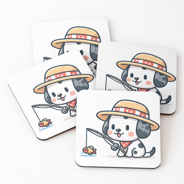 Item preview, Kawaii Dalmatian With Fishing Hat designed and sold by CanvasCutie.