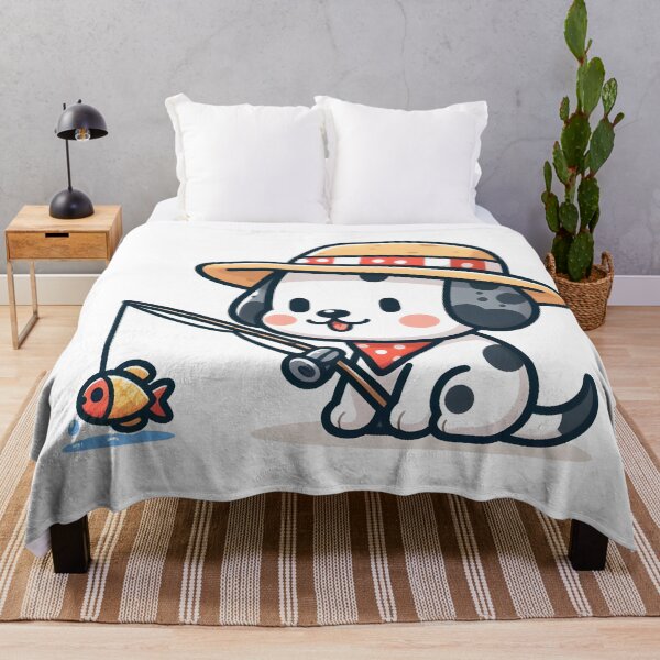 Item preview, Kawaii Dalmatian With Fishing Hat designed and sold by CanvasCutie.